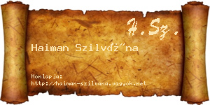 Haiman Szilvána névjegykártya